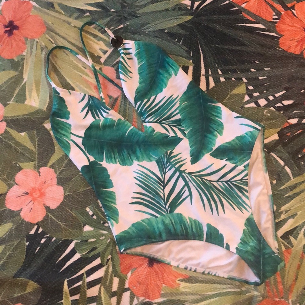 Palm leaf print swimmie